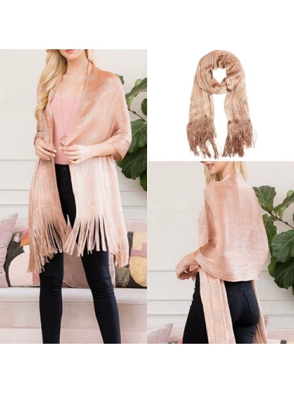 Rustic fringed scarf